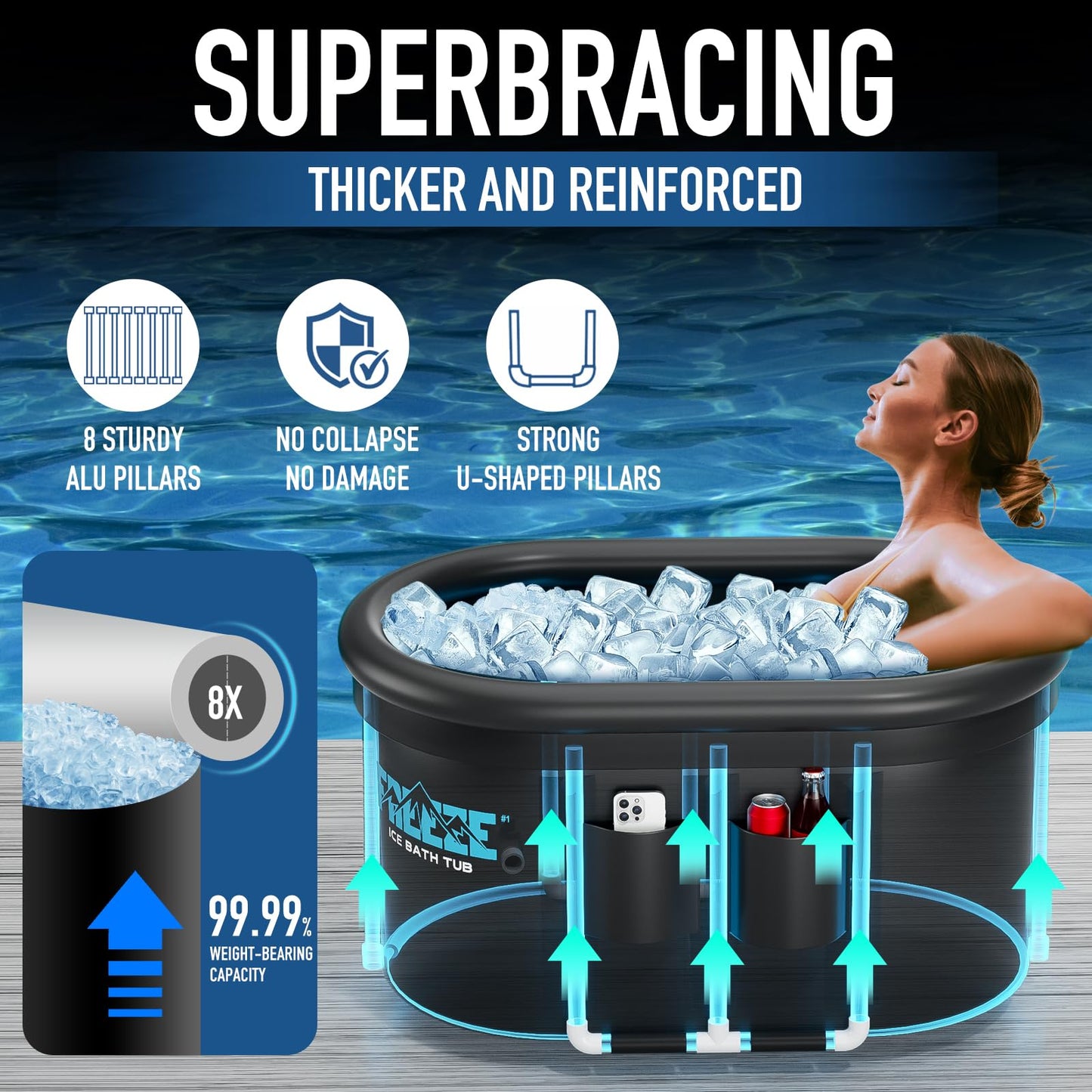 Oval Ice Bath Tub with Cover